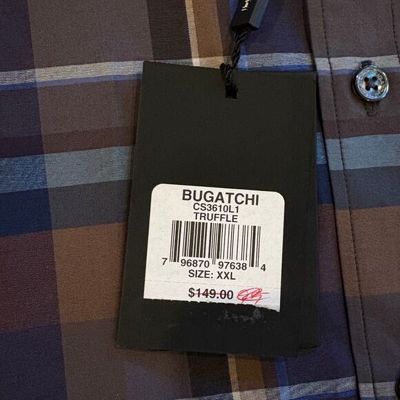Bugatchi Dress Shirt Mens Size 2XL Brown Plaid Classic Fit Button Up Long Sleeve - Picture 3 of 11